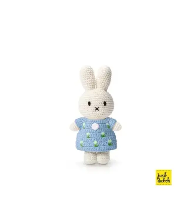 Gehaakte Knuffel | Miffy/Nijntje | Pastel Blue Tulip Dress | 25 cm | 100 % Cotton | 0+