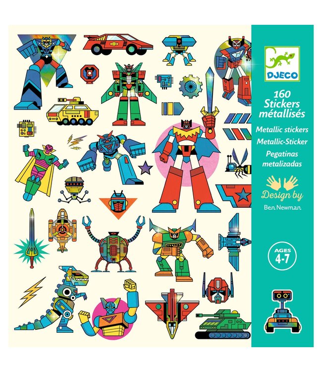 Djeco | Metallic Stickers | Robots  | 160 delig | 4+