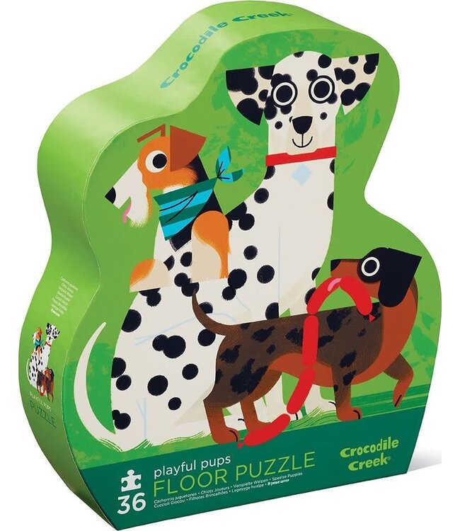 Crocodile Creek | Shaped Box Floor Puzzle | Playful Pups | 36 delig | 3+