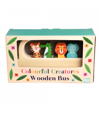 Rex London Rex London | Wooden Bus Toy | Colourful Creatures | 5 delig | 19,5 cm | 1+