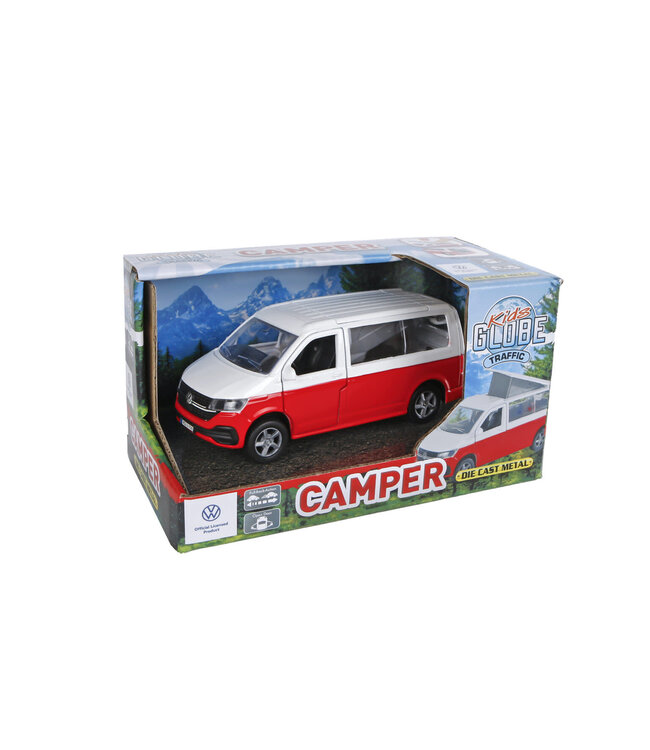 Kids Globe | Volkswagen  | Die Cast Metal | 1:36 | Pullback Action | Open Door | Camper | 13,5 cm