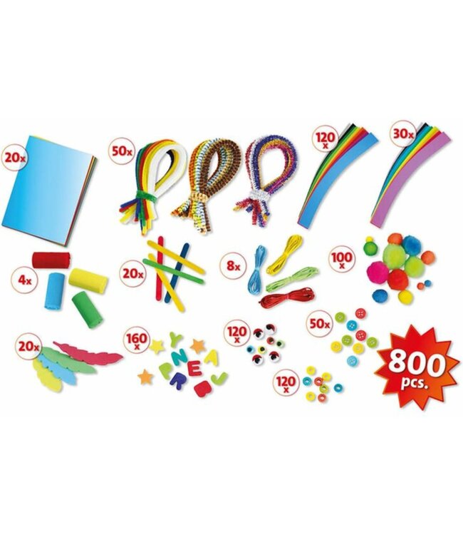 Lena Creatief | Jumbo Knutselkoffer | Groen | 800 onderdelen | 5+