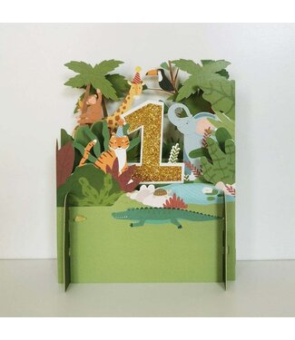 Alljoy Design | 3D | Pop-up Kaart | Jungle Dieren | 1 jaar !