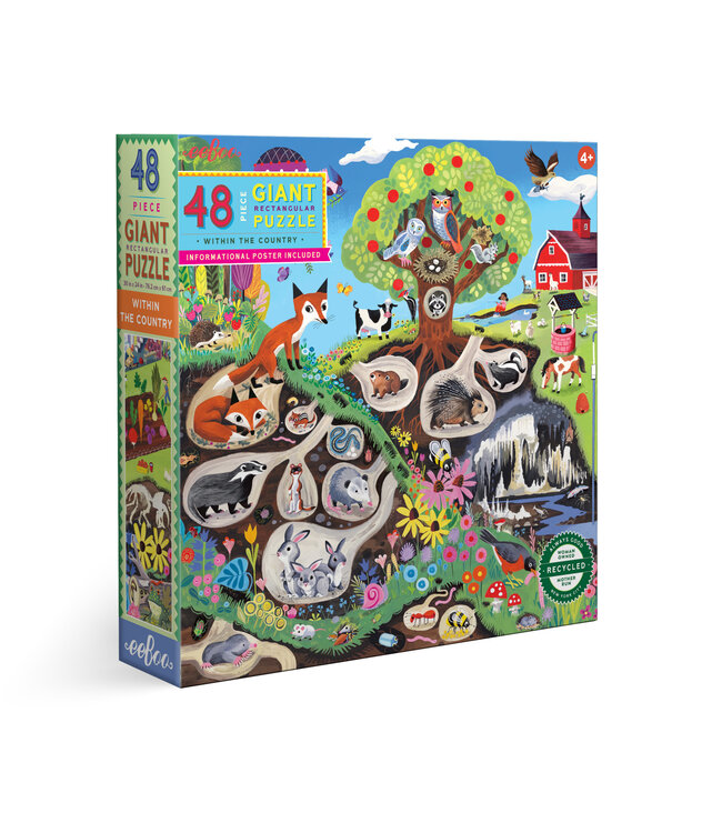 Eeboo | Giant Rectangular Puzzle | Within the Country | 48 stukjes | 4+