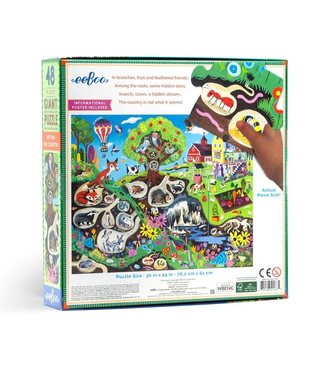 Eeboo | Giant Rectangular Puzzle | Within the Country | 48 stukjes | 4+