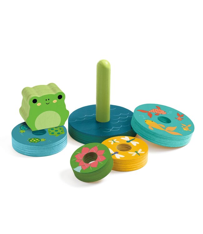 Djeco | Houten Puzzel- en Stapelspel | Kikker | +18 mnd