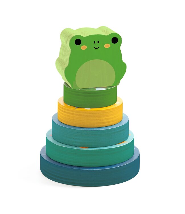 Djeco | Houten Puzzel- en Stapelspel | Kikker | +18 mnd