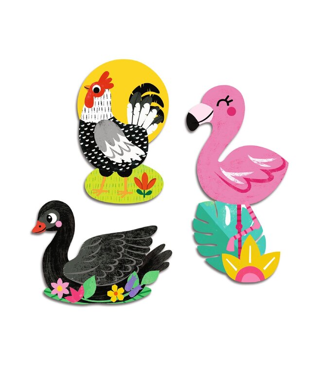 Djeco | Dikke Herbruikbare Stickers | 62 delig | Vogels | + 18 mnd
