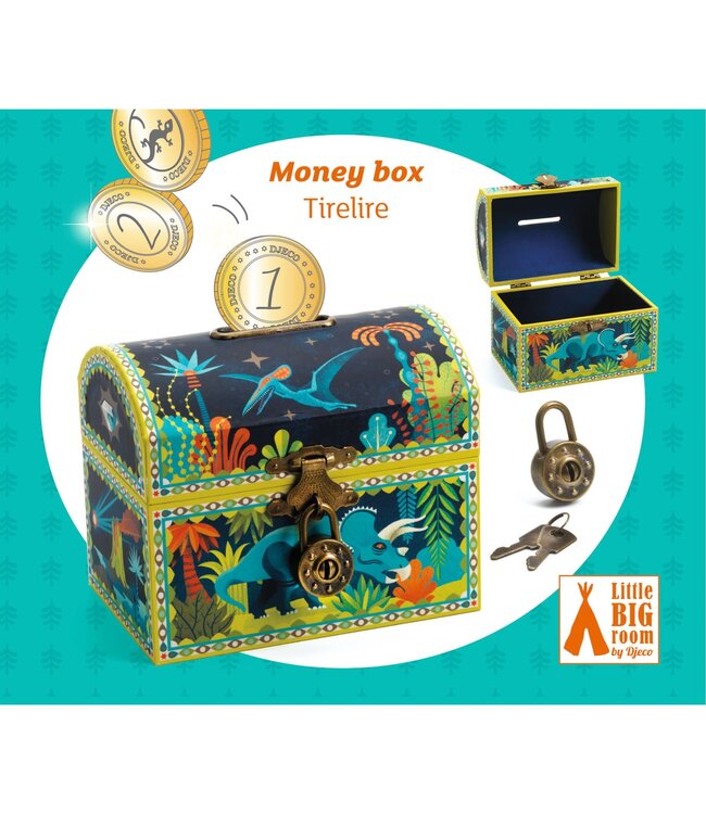 Djeco | Spaarpot | Schatkist | 8 x 12 x 10 cm | Dinosaurus