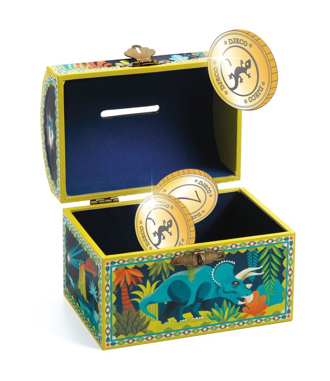 Djeco | Spaarpot | Schatkist | 8 x 12 x 10 cm | Dinosaurus