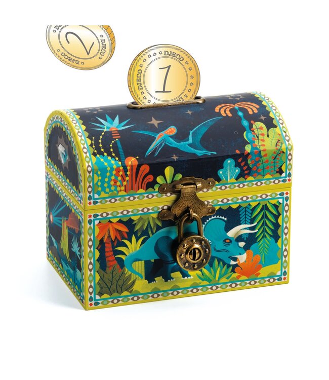 Djeco | Spaarpot | Schatkist | 8 x 12 x 10 cm | Dinosaurus