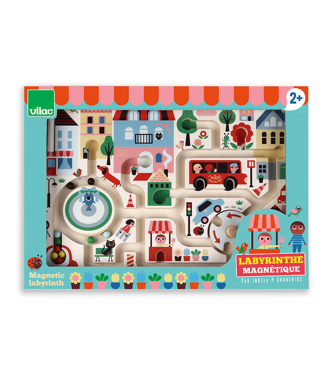 Vilac | Houten Magnetisch Doolhof | Mijn kleine stad | Ingela P.Arrhenius | 30  x 22 cm | 2+