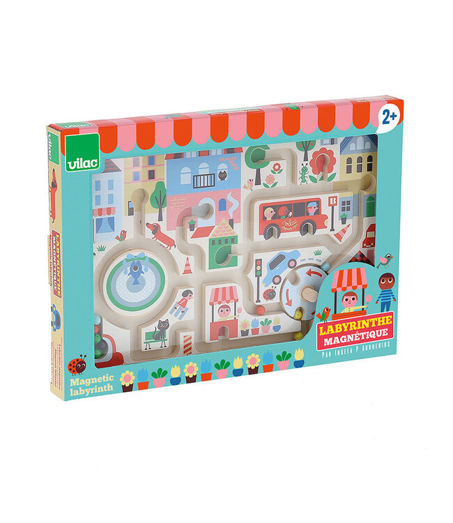 Vilac | Houten Magnetisch Doolhof | Mijn kleine stad | Ingela P.Arrhenius | 30  x 22 cm | 2+