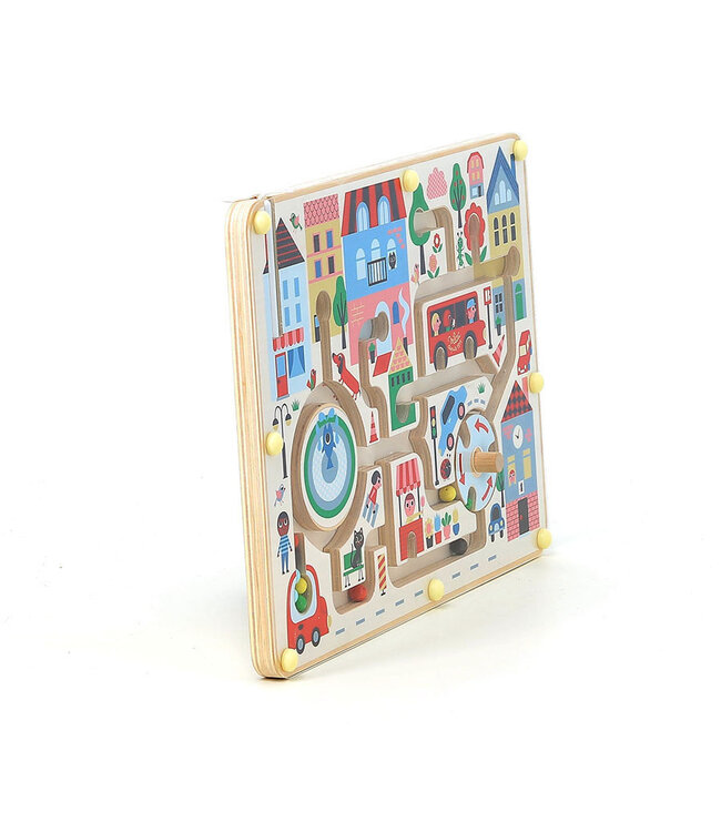 Vilac | Houten Magnetisch Doolhof | Mijn kleine stad | Ingela P.Arrhenius | 30  x 22 cm | 2+