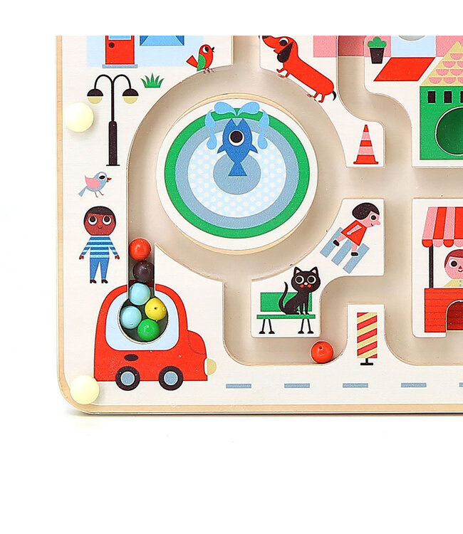 Vilac | Houten Magnetisch Doolhof | Mijn kleine stad | Ingela P.Arrhenius | 30  x 22 cm | 2+