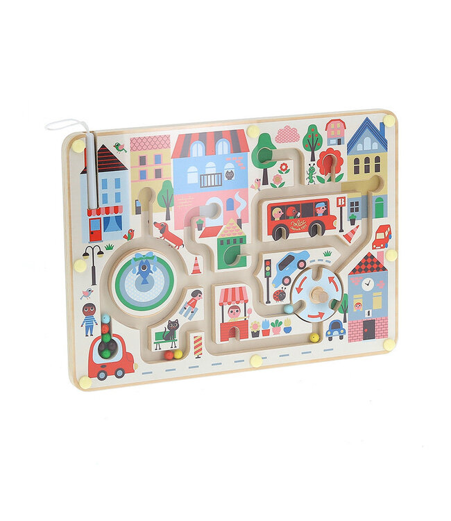 Vilac | Houten Magnetisch Doolhof | Mijn kleine stad | Ingela P.Arrhenius | 30  x 22 cm | 2+