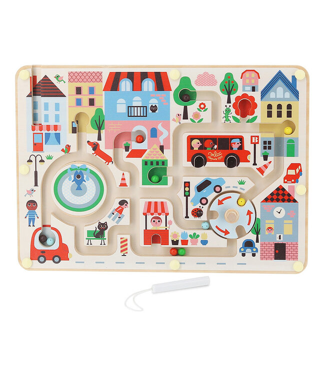 Vilac | Houten Magnetisch Doolhof | Mijn kleine stad | Ingela P.Arrhenius | 30  x 22 cm | 2+
