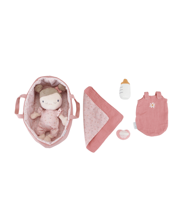 Little Dutch | Stoffen Knuffelpop | Babypop  | Rosa | Pink Flowers |    cm | 1+