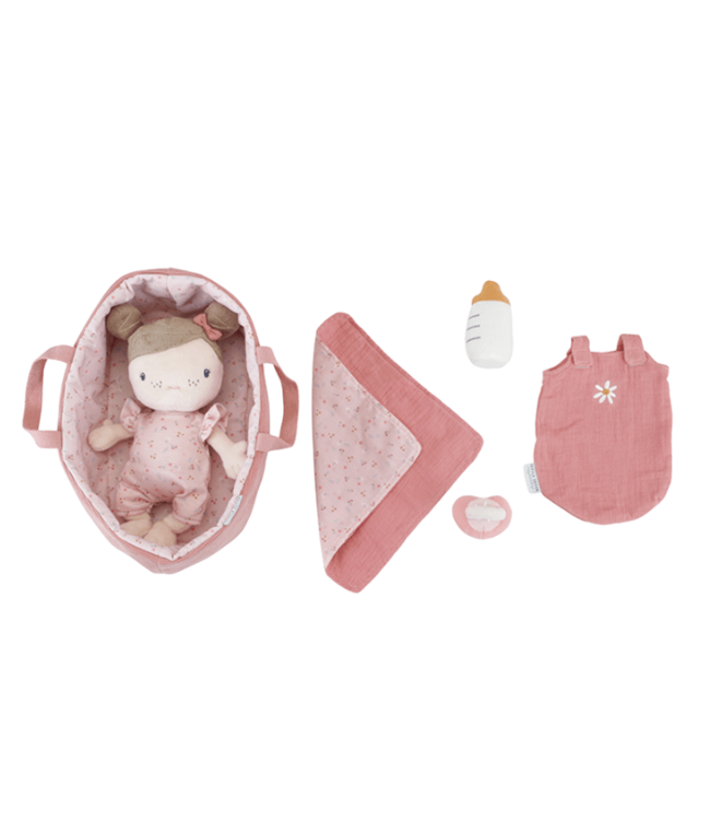 Little Dutch | Stoffen Knuffelpop | Babypop  | Rosa | Pink Flowers |    cm | 1+