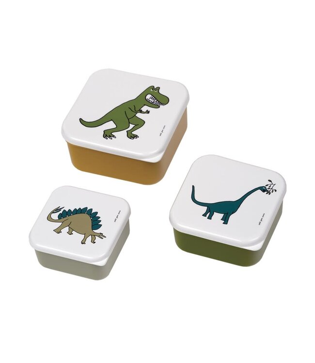 Petit Jour | Dinosaurus | Set van 3 lunchboxen | 11,3 - 9,9 - 8,4 cm