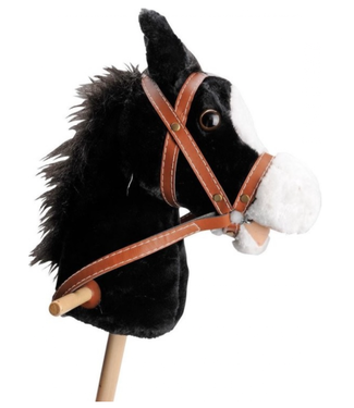 Pluche Stokpaard met Geluid | Zwart | 0,95 cm  | 2+