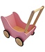 Houten Poppenwagen | Roze | incl dekje | Natural Wielen | H 52 cm | 2+