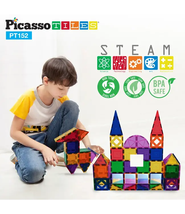 Tactic | PicassoTiles | Block Design and Mirror Building Set | 152 Pieces | 3+