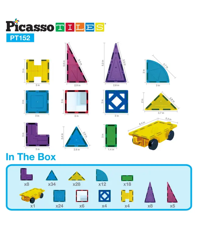 Tactic | PicassoTiles | Block Design and Mirror Building Set | 152 Pieces | 3+