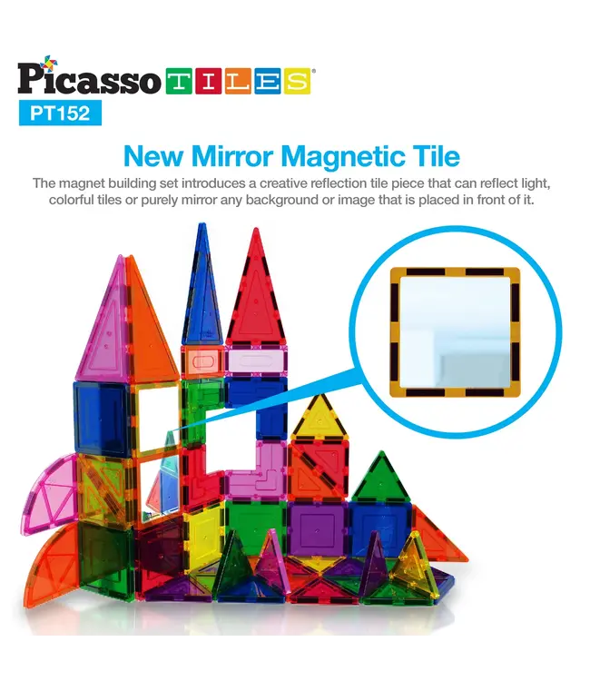 Tactic | PicassoTiles | Block Design and Mirror Building Set | 152 Pieces | 3+