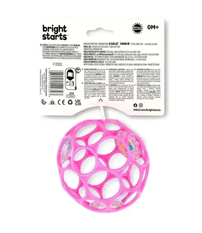 Oball | Rattle Easy-Grasp Toy | Pink | 10 cm | 0+