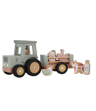 Little Dutch Little Dutch | Tractor met Trailer | Little Farm | 30 cm | 10 delig | +18 maanden