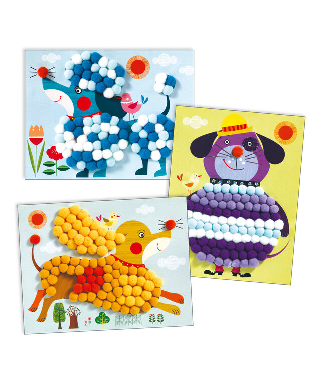 Djeco | Collages | Pompom Pictures | Dogs to stroke | 3 - 6 year
