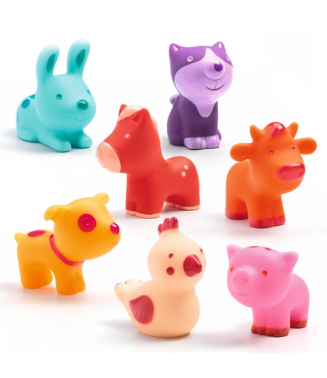 Djeco | Figurines | 7 Plastic Farm Animals | Troopo Farm | +18 mnd