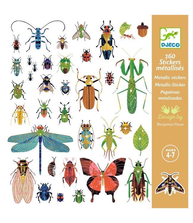 Djeco | Metallic Stickers | Microkosmos | 160 delig | 4+
