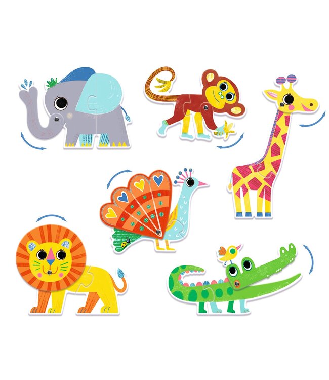 Djeco | Puzzel Duo | Dieren | Bewegend | 12 delig | 2+