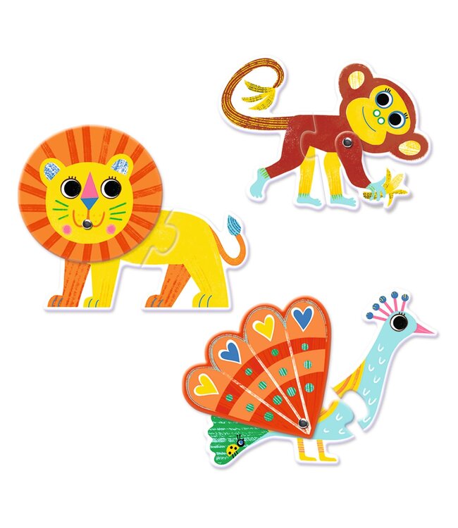 Djeco | Puzzel Duo | Dieren | Bewegend | 12 delig | 2+