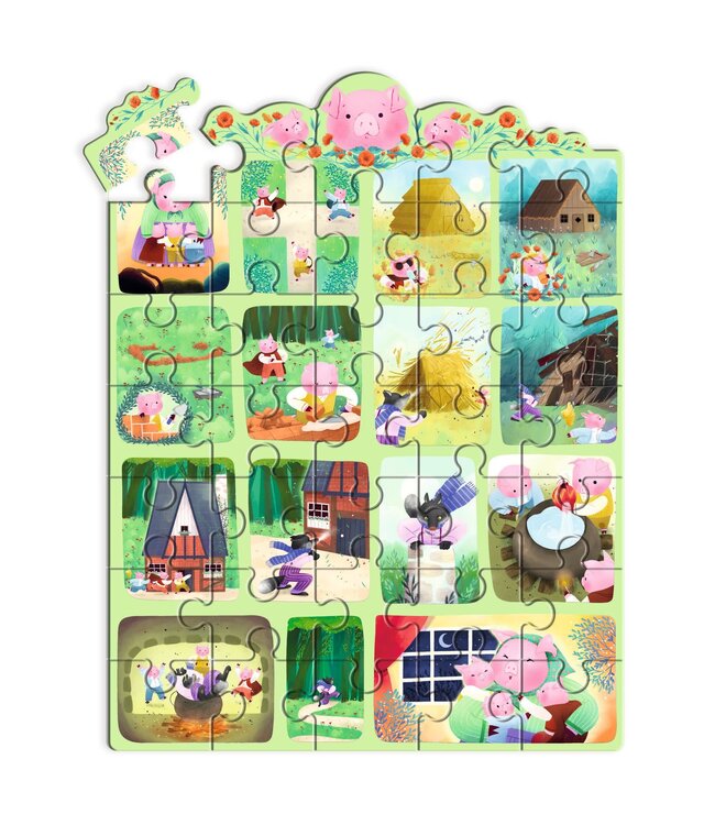 Djeco | Story Puzzle | De wolf en de drie biggetjes | 35 stukjes | 3+