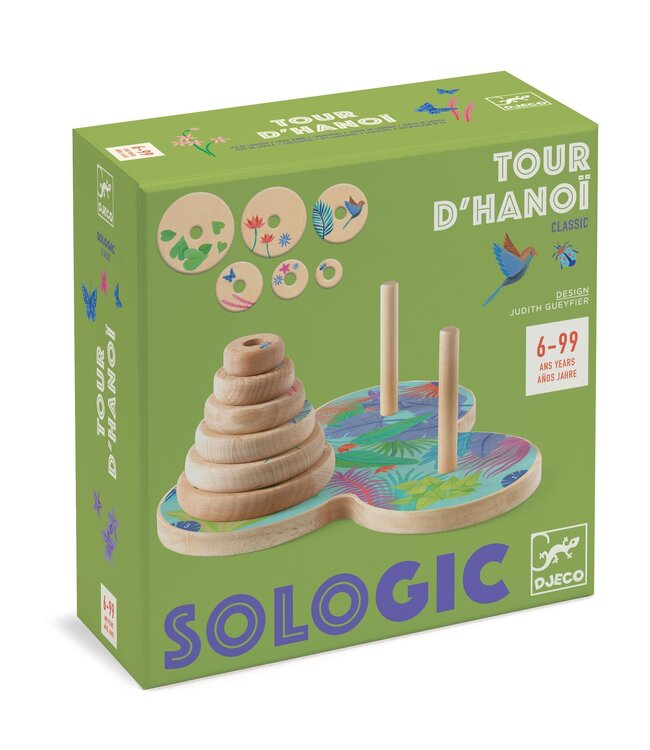 Djeco | Sologic | Traditional Wooden Game | Tour d'Hanoï | 6+