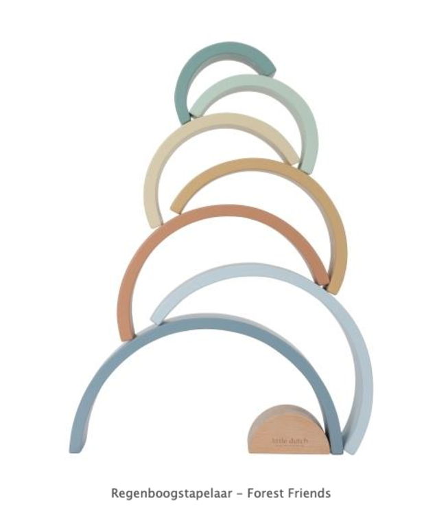 Little Dutch | Houten Regenboog | 5 x 23,5 x 11,5 cm | 8 delig | Forest Friends | +18 mnd