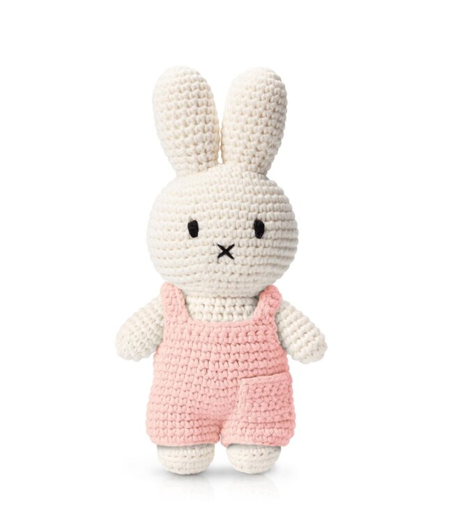 Gehaakte Knuffel | Miffy/Nijntje | Pink Overall | 25 cm | 100 % Cotton | 0+