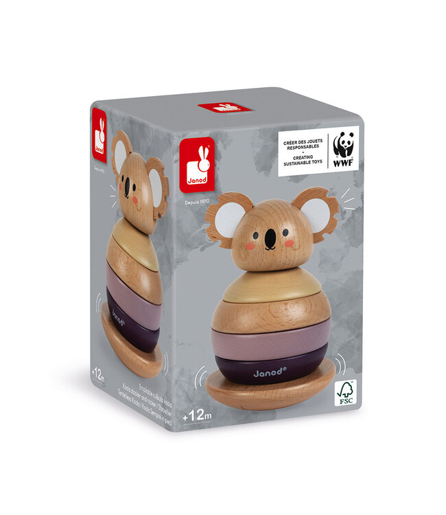 Janod | WWF-Collectie | Houten Stapeltuimelaar | Koala | 6 delig | 13 cm | 1+