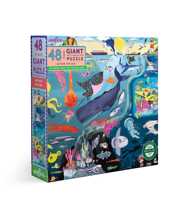 Eeboo | Giant Rectangular Puzzle | Within the Sea | 76,2 x 61 cm | 48 stukjes | 4+