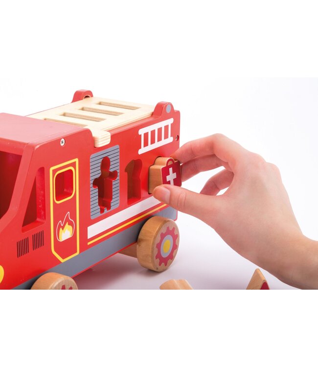 Joueco | Houten Vormenstoof | Brandweerauto | +18 mnd
