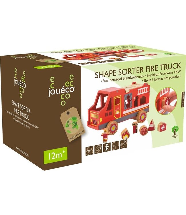 Joueco | Houten Vormenstoof | Brandweerauto | +18 mnd