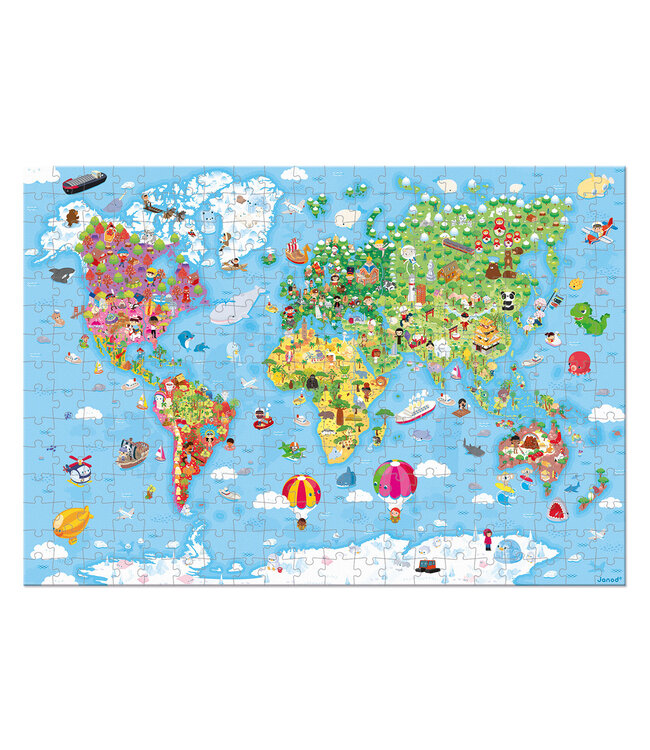Janod | Puzzel | De wereld | Giant  | 99 x 69 cm | 300 stukjes | 7+