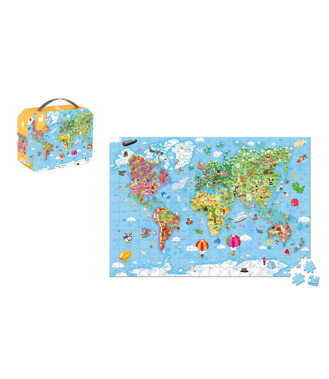 Janod | Puzzel | De wereld | Giant  | 99 x 69 cm | 300 stukjes | 7+