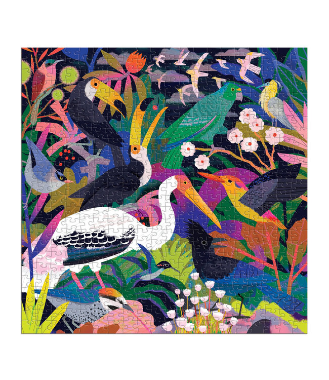 Mudpuppy | Glow in the Dark Puzzle | Birds Illuminated | 51 x 51 cm | 500 pieces | 8+