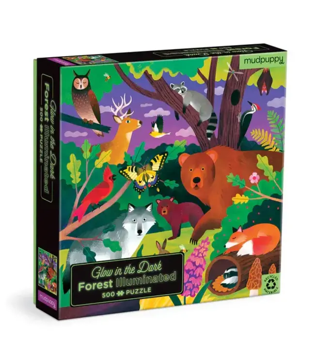 Mudpuppy | Glow in the Dark Puzzle | Forest Illuminated | 51 x 51 cm | 500 pieces | 8+