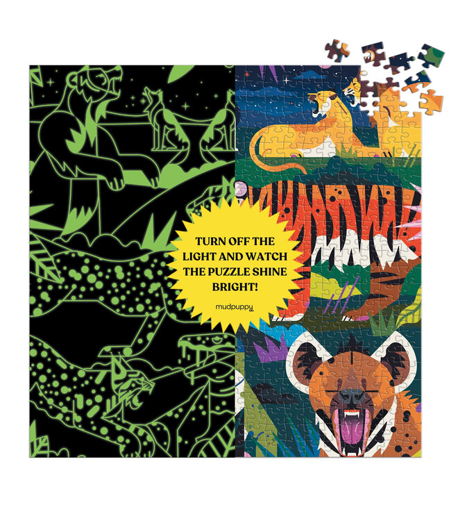 Mudpuppy | Glow in the Dark Puzzle | Predators Illuminated | 51 x 51 cm | 500 pieces | 8+