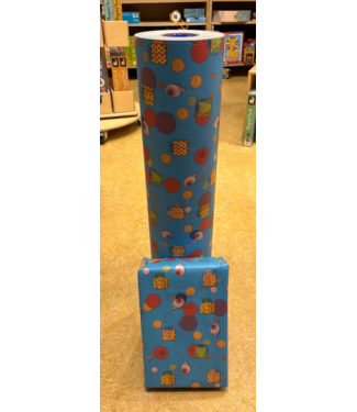 Afhalen | Cadeaupapier | Blue Balloon | Uitverkoop | 70 cm breed | Circa 125 meter op de Rol
